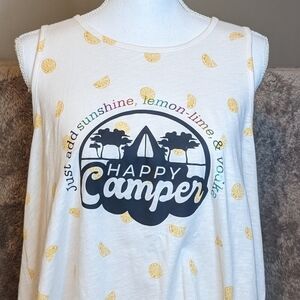 LEMON HAPPY CAMPER tank top just add sunshine lemon lime and vodka SZ XL